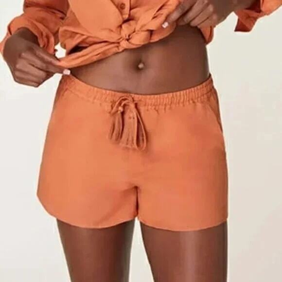 NWT Andie Swim Graciosa Shorts Linen Blend Sunset Rust Orange Womens Size Large - Picture 1 of 7